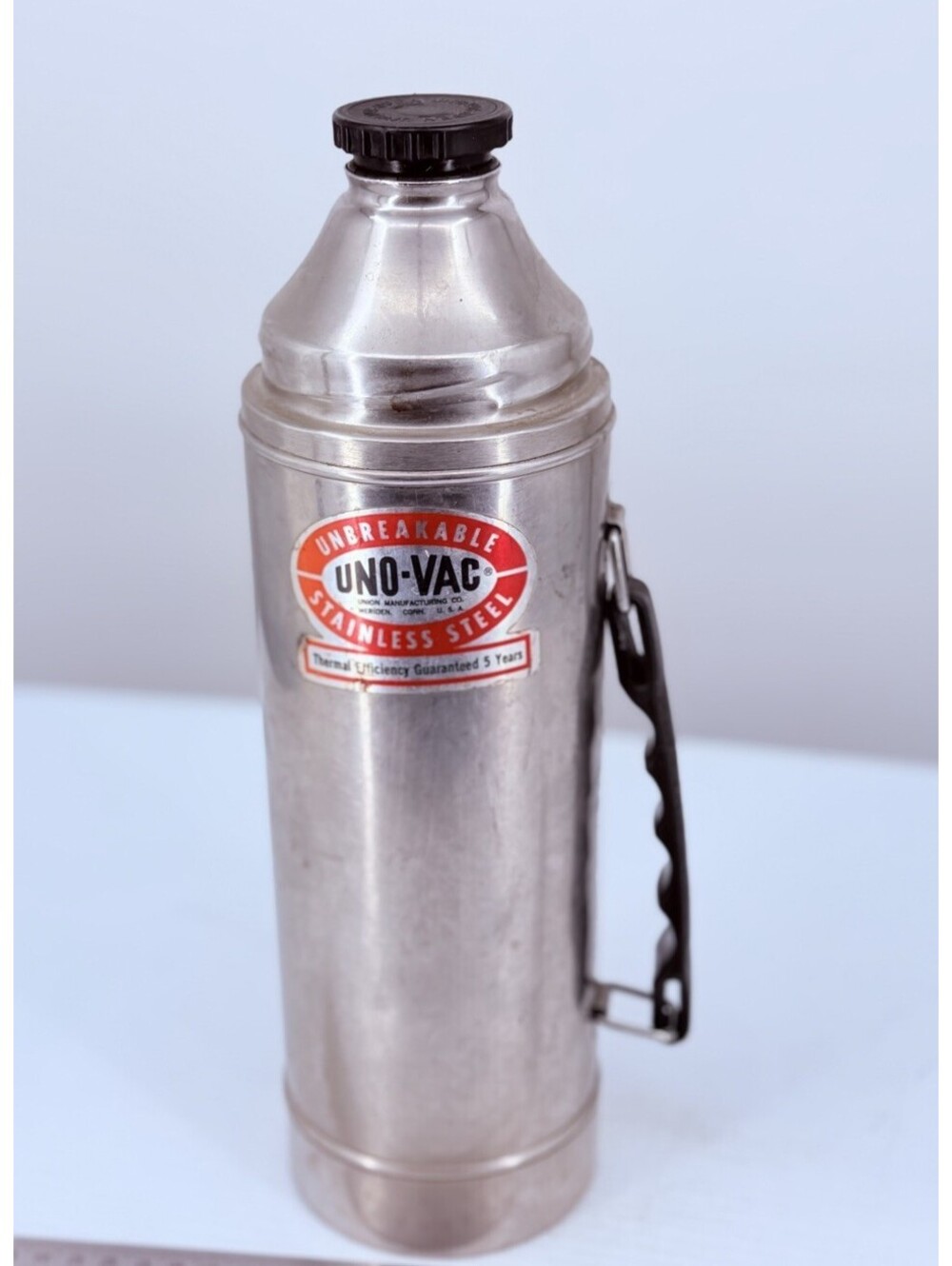 Vintage Uno Vac 1 Quart Thermos Unbreakable Stainless Steel Vacuum Bottle USA